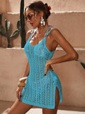Women's Holiday Solid Color Hollow-Out Side Slit Cami Cover-Up Dress