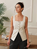 Women's Solid Color Simple Daily Wear Sleeveless Square Neck Tank Top