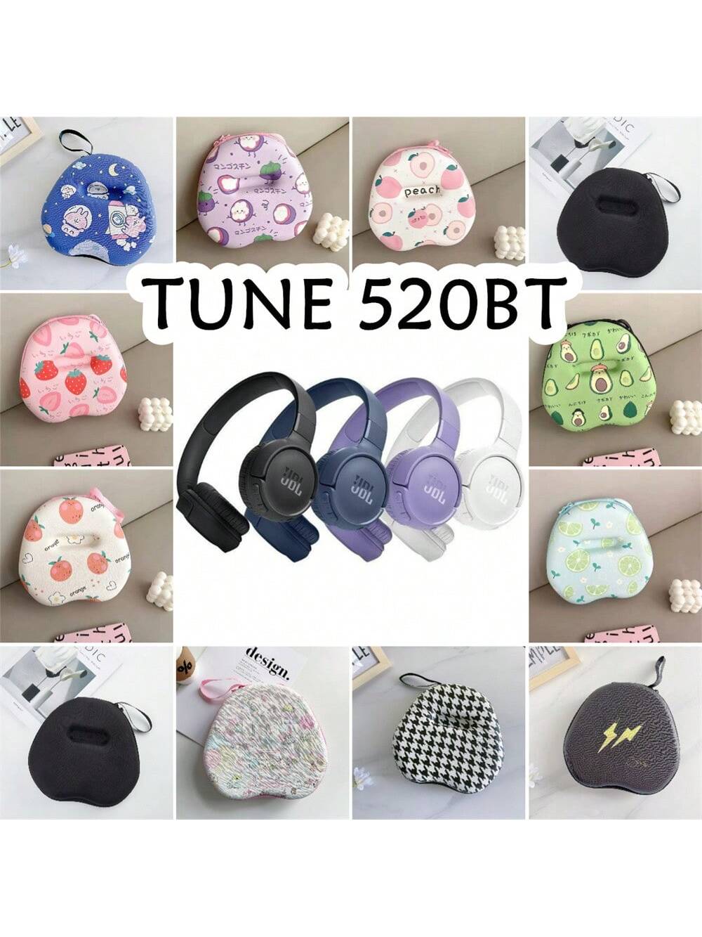 For  TUNE 520BT Headphone Case Cute Headset Storage Bag EVA Earpads Casing Box