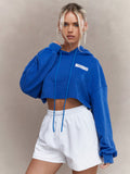 MISSGUIDED Logo Label Overhead Oversized Crop Hoodie With Drawstrings