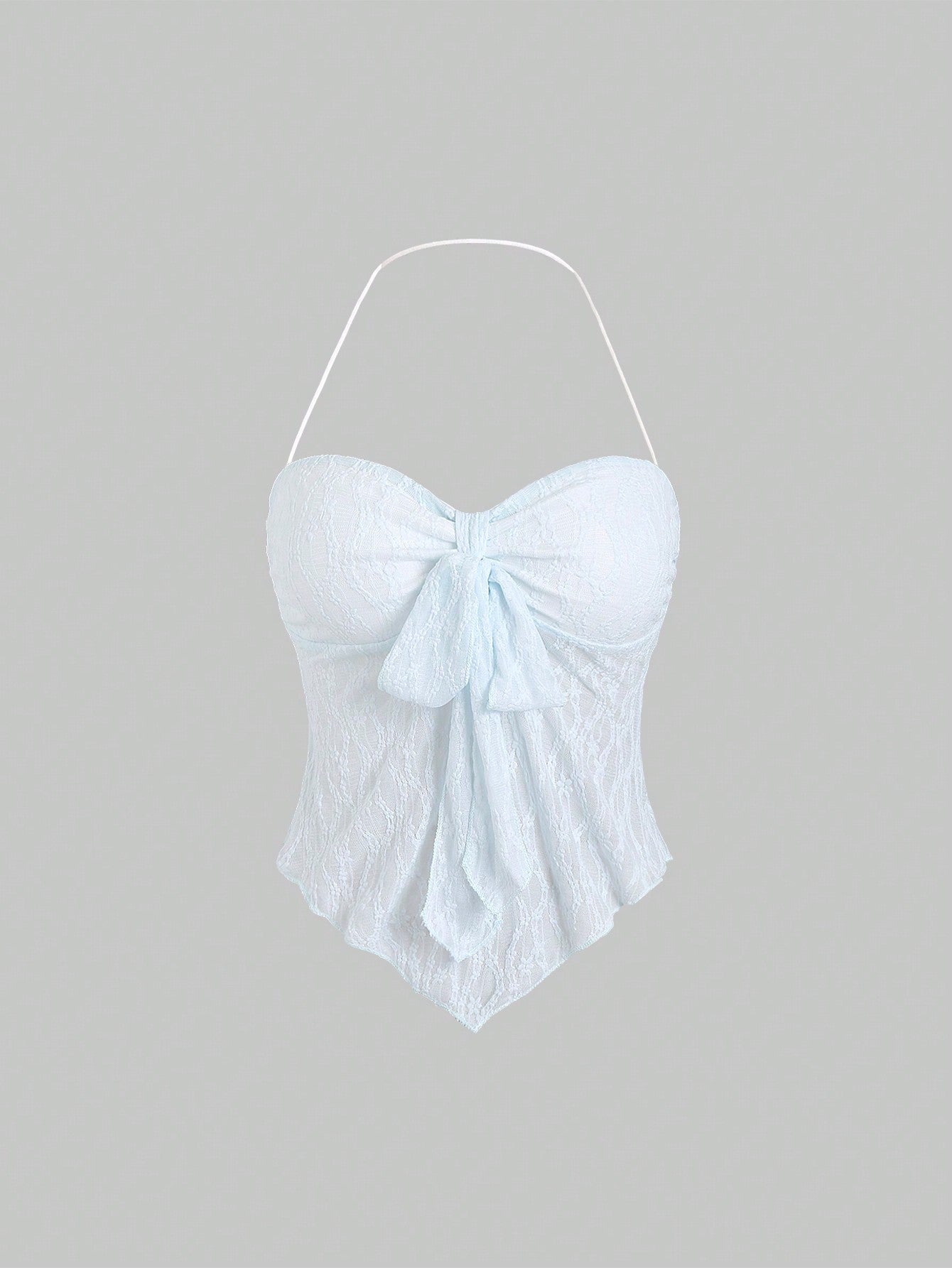 Solid Color Bowknot Decorated Sleeveless Top With Asymmetrical Hemline, Backless