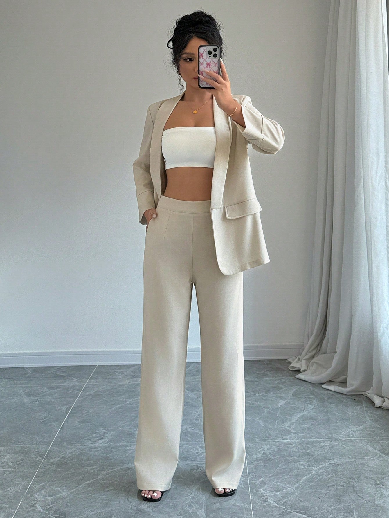 Shawl Collar Blazer & Pants Suit Set