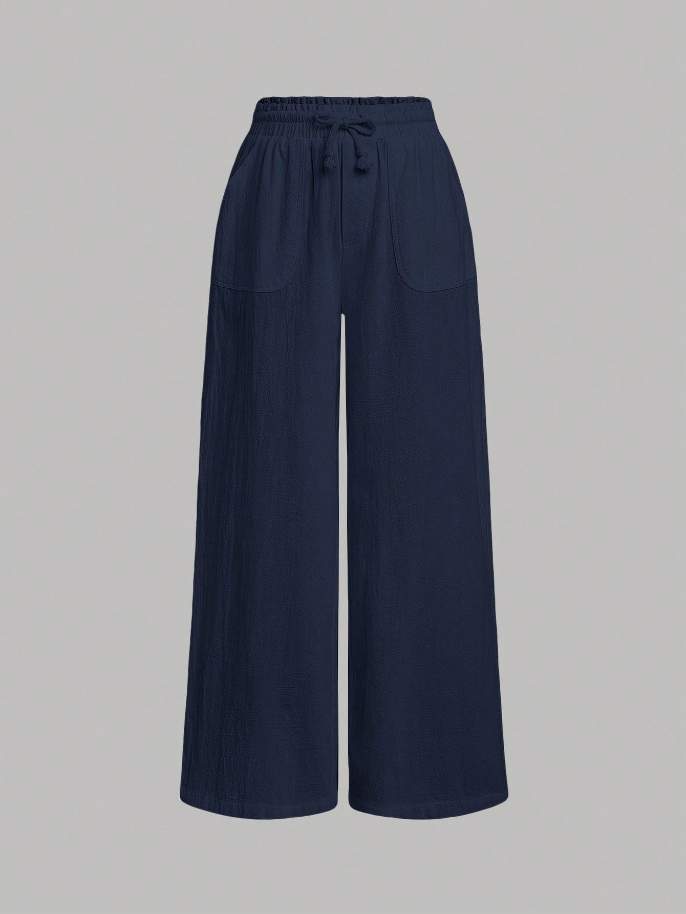 Tween Girl Loose Vintage Solid Color Simple Straight Leg High Waist Pants With Pocket Decoration