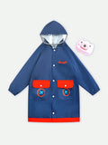 Boys' Royal Blue Outdoor Hiking & Camping Raincoat Set With Backpack, Waterproof, All Seasons