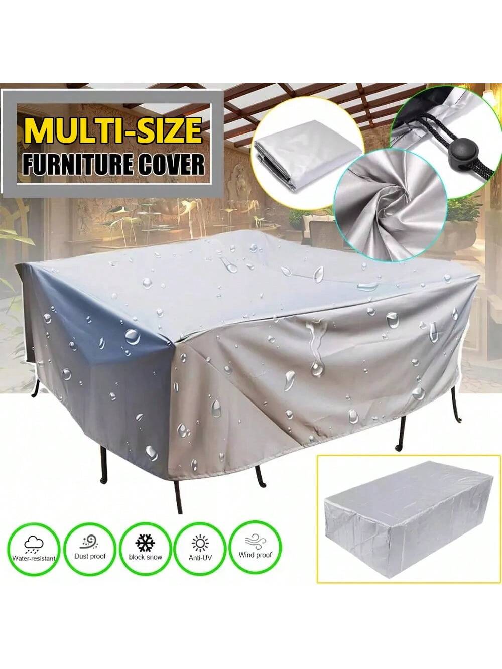 Patio Furniture Cover Weather Resistant Outdoor Table Protector Cover Dustproof UV Resistant