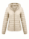 Women's Casual Lightweight Hooded Padded Coat With Pockets, Autumn/Winter