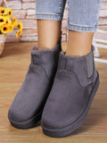 Women's Ankle Boots And Short Boots, Grey, Fleece Lined, Warm, Fashionable, Comfortable, Anti-Skid, Snow Boots For Students