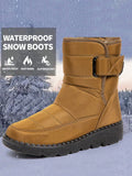 Women's Winter Thickened Outdoor Snow Boots, Round Toe Mid-Calf Boots With Warm Lining, Water-Resistant, Slip-Resistant, Anti-Cold, Plus Size (36-45), Middle-Aged Mom Shoes