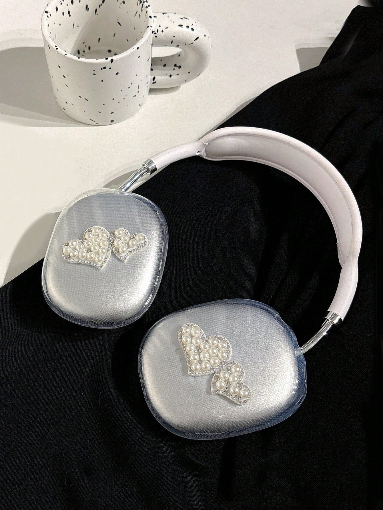 TPU Pearl Heart-Shaped Soft Protective Case For Apple AirPods Max Headphones