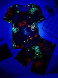 Boy Pajamas - Gamer Print Short Sleeve & Shorts Snug Fit Loungewear