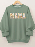 Plus Size Women's Slogan Letters MAMA Printed Round Neck Long Sleeve Sweatshirt