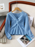 Tween Girls Sweater, V-Neck, Trendy, Elegant, Unique Design, Ruffle Hem, Pullover, Autumn/Winter