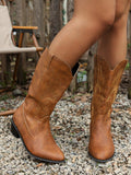 Embroidered Boots, New Spring Autumn Short Boots, Thick Heel Retro  Boots, Tall Cowboy Boots, Blue Western Style Boots