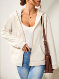 Solid Color Drawstring Hooded Fleece Jacket