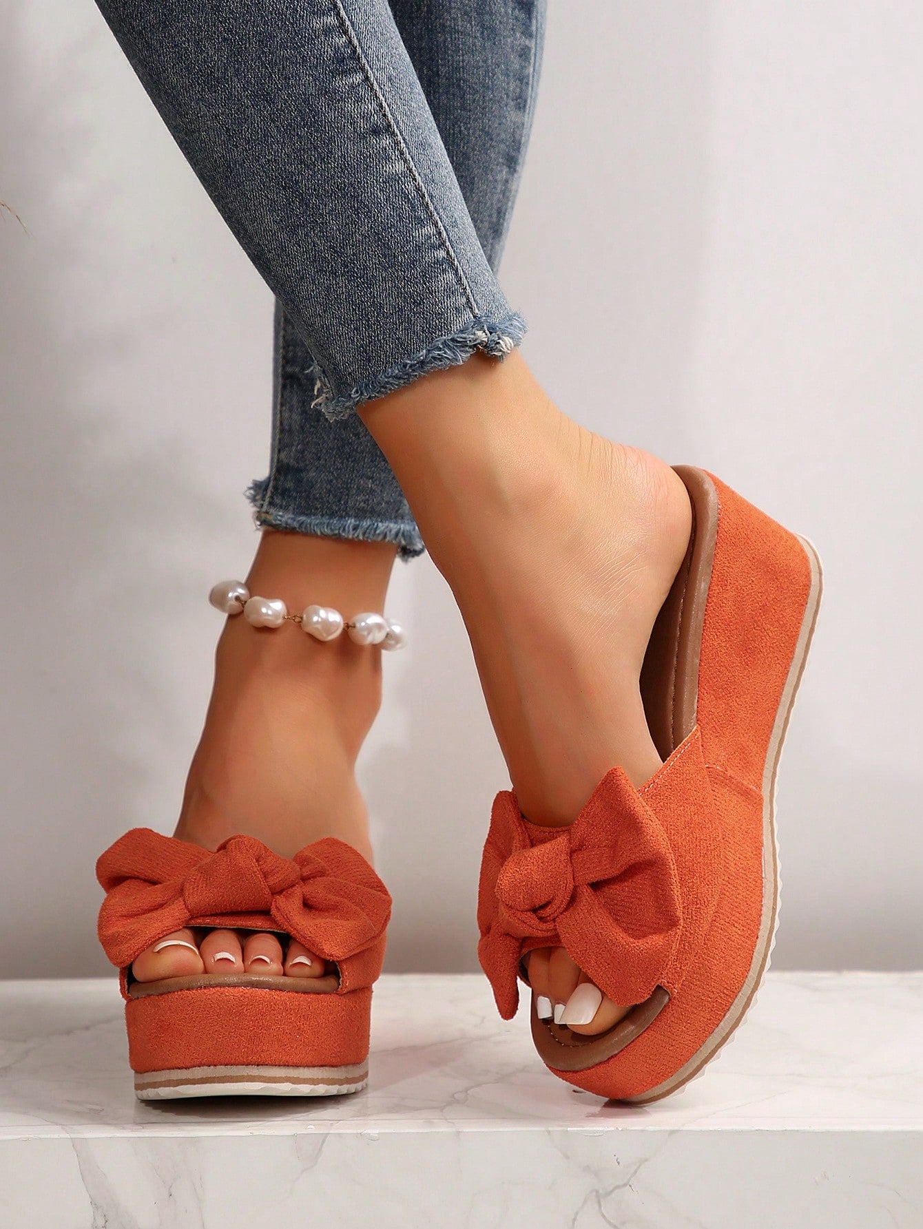 Women's Platform Thick Sole Comfort Sandals, Black Color Slip On Sliders, Women's Summer Wedge Sandals