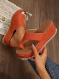Women's Comfortable High Heel Wedge Platform Sandals, Black, Summer