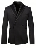 Men Contrast Panel Double Breasted Blazer