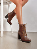 Women's Grey Pu Chunky Heel Ankle Booties  US