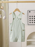 1pc Young Boys' Comfortable, Stylish, Simple And Practical Plaid Overalls Suitable For Spring And Summer
