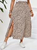 Frenchy Plus Size Tropical Split Floral Printed Women's Skirt