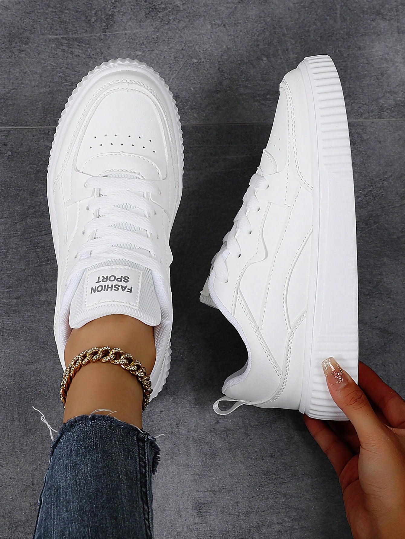 Sneakers Women's Casual Sports Shoes Color Block Sneakers, Popular Grey Shoes For Campus And Sports Comfortable Breathable