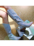 CIERWS Women's Rhinestone Boots Knee High Cowgirl Boots Cowboy Boots Medium Heel Chunky Heel Fashion Retro Classic Color Boot