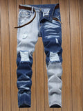 Teen Boy Contrast Color Distressed Pocket Casual Jeans