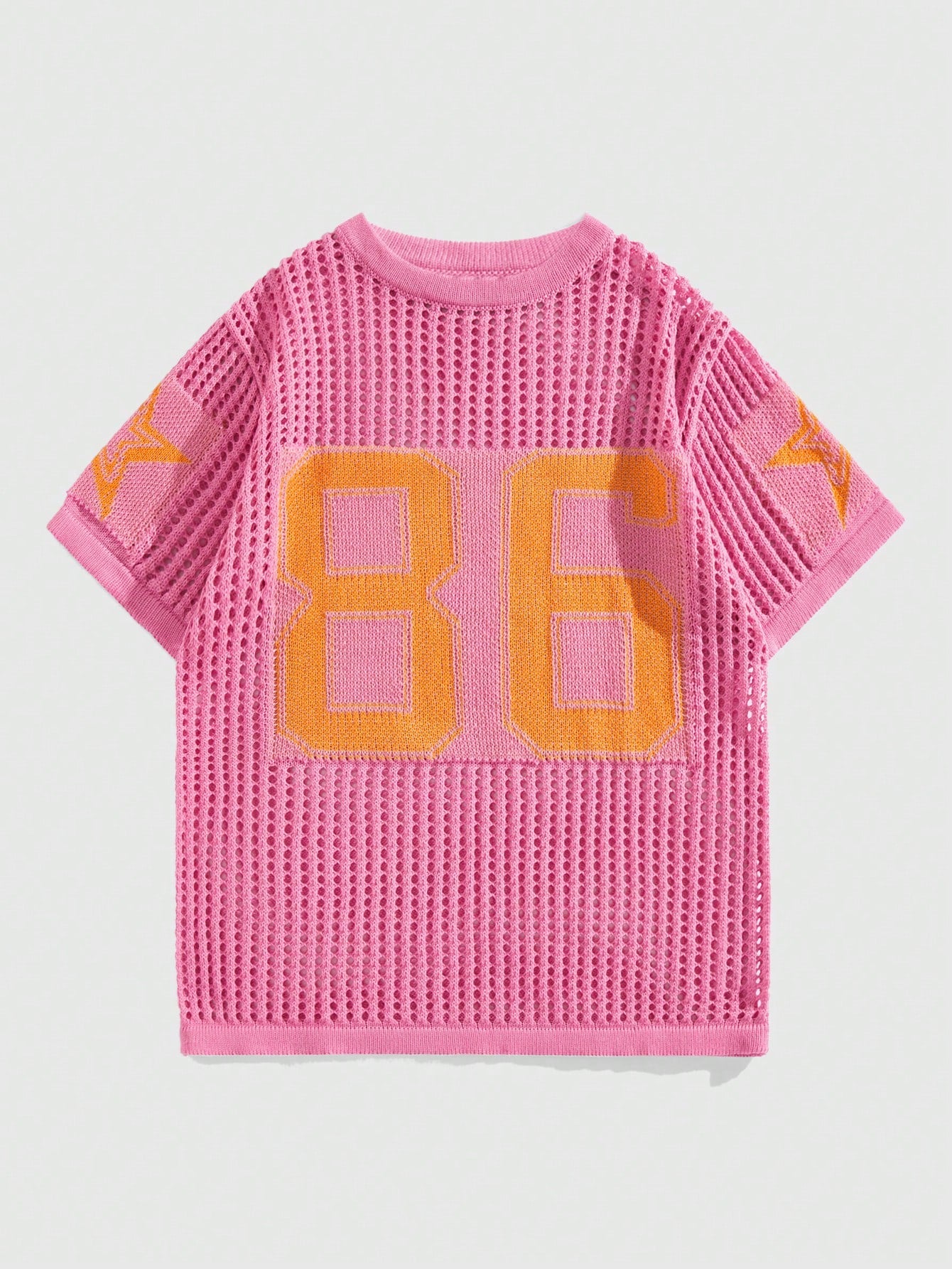Street Life Men's Number Pattern Jacquard Hollow-Out Knitted Sweater