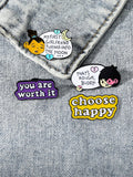 1PC Zinc Alloy Letter Inspiration Brooch Cute Style Little Man Dialog Box Brooch For Children Multi-Functional Fix, Top With Brooch