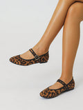 2024 New Leopard Print Women's Casual Flat Shoes, Fashionable Single-Buckle Design, Comfortable And Slip-Resistant, Street Style Mary Jane Shoes, Suitable For Daily Commuting And Wearing