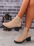 Women's Chunky Heel  Boots, New British Style Short Boots, Thick Sole Ankle Boots, Chelsea High Heel Boots For Fall/Winter