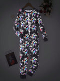Boys' Minimalist Football Print Long Sleeve Jumpsuit Casual Tight Fit Loungewear