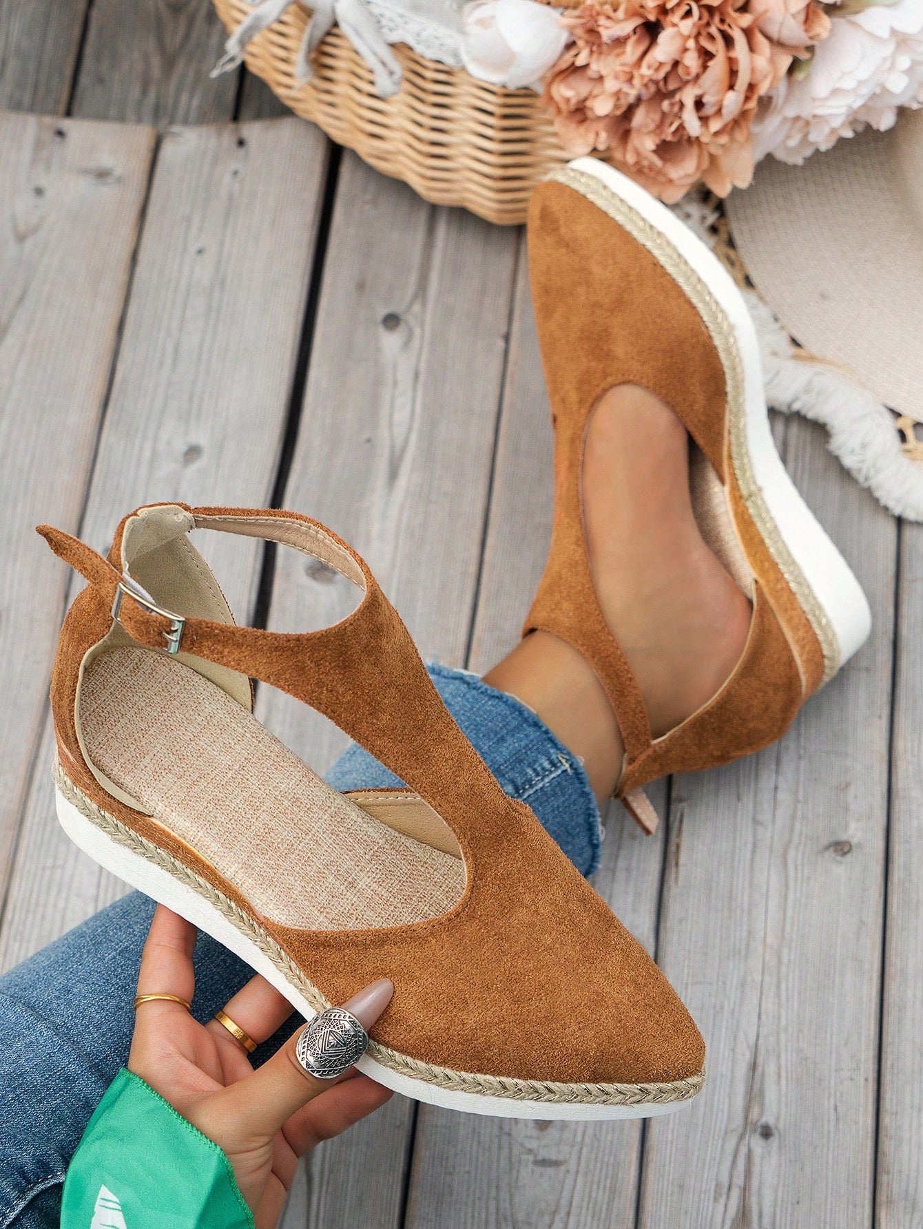 Women's Gold Wedge Heel Platform Shoes, Lightweight & Slip-Resistant Work Shoes For Fashion Parties And Bohemian Holiday Styles, Open-Toe Color-Blocked High Heels For Vacation