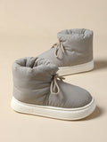 High-Top Ankle Boots, Warm & Waterproof, Fleece Lined, Unisex Outdoor Slip-Resistant Padded Snow Boots With Drawstring Decoration, Winter