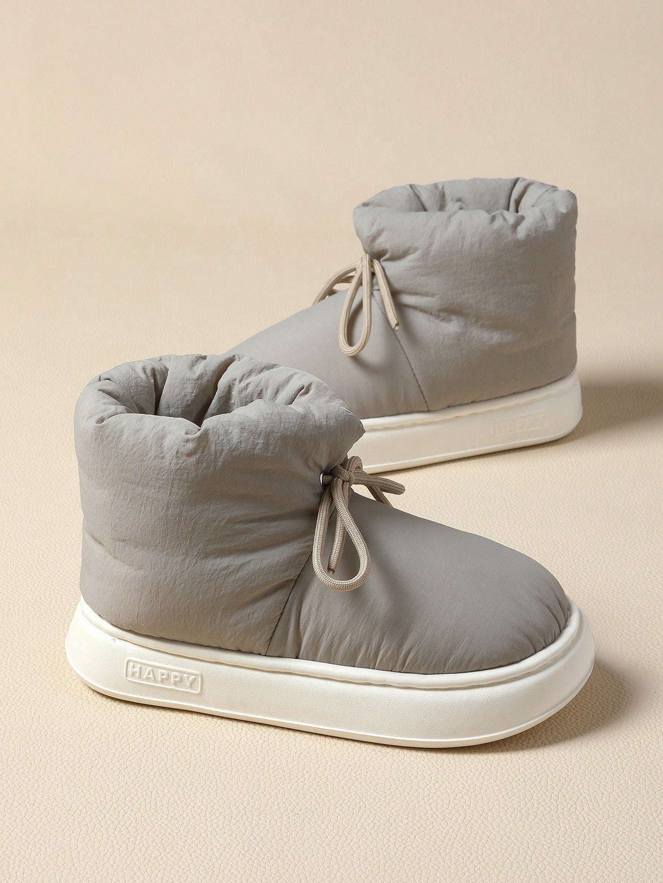 High-Top Ankle Boots, Warm & Waterproof, Fleece Lined, Unisex Outdoor Slip-Resistant Padded Snow Boots With Drawstring Decoration, Winter