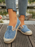 Women's Canvas Slip-On Fisherman Shoes, Fashionable & Versatile Lightweight Soft Bottom Breathable Slip-On Espadrille Flat Shoes, Spring & Autumn