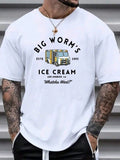 Plus Size Men's Casual Slogan & Automotive Printed Crew Neck Short Sleeve T-Shirt, Summer