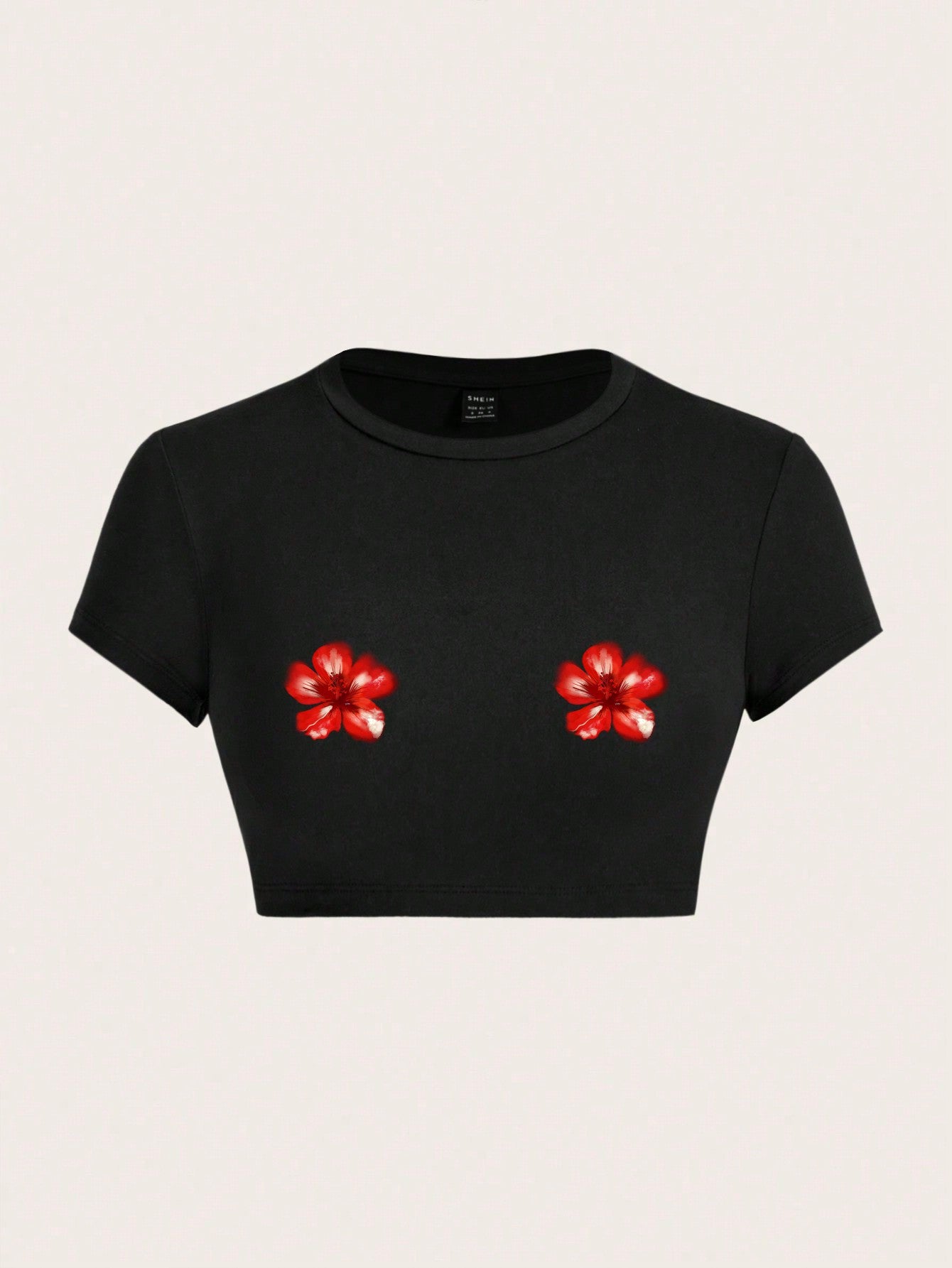 Casual And Simple Solid Color Round Neck Slim-Fit Women's Cropped T-Shirt