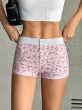 Women Ditsy Floral Button Front Casual Shorts