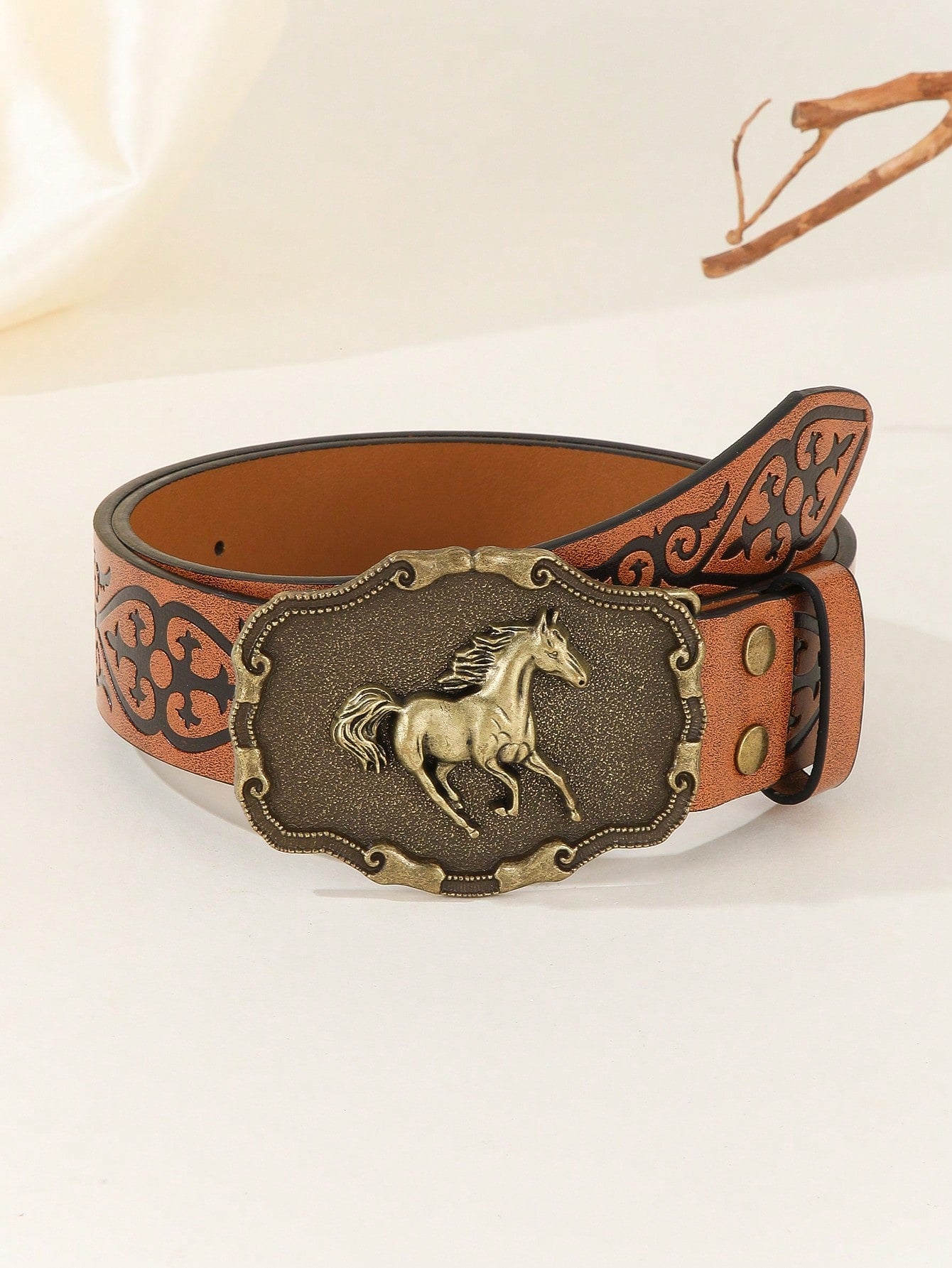 1pc Girl's Western Vintage Belt Western Cowgirl Horse Decor Belt For Jeans Pants