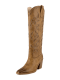 WETKISS Knee High Cowboy Boots For Women, Western Boots With Pull On Tab, Chunky Heel Design, Unique And Stylish