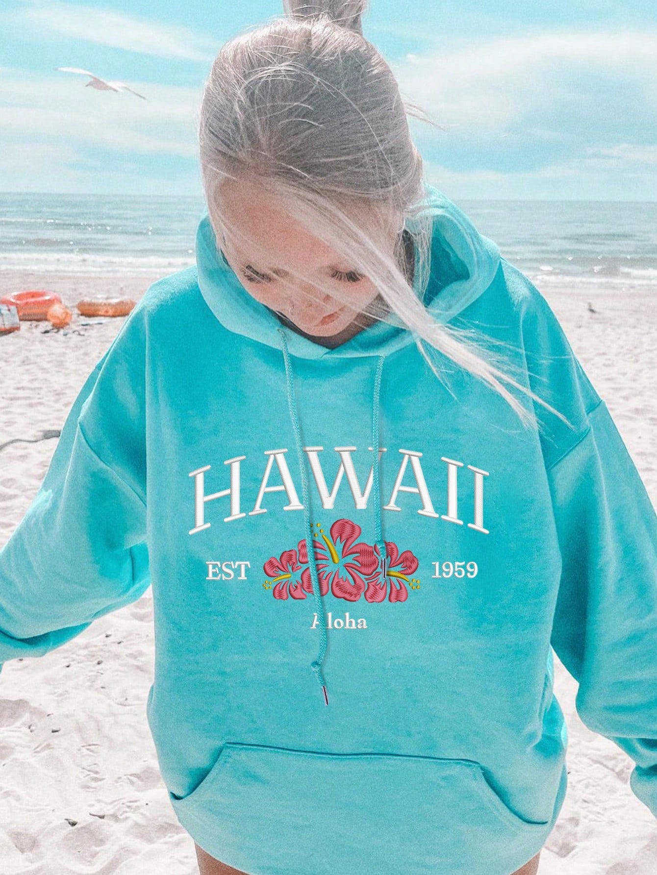 Women's Drawstring Letter Print Loose Casual Hoodie, Comfortable And Trendy