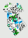 2pcs Tween Boys' Casual Cartoon Bear & Number 32 Print Short Sleeve T-Shirt And Pants Loungewear Sets, Spring Summer