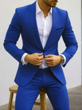 Single Button Business Style Long Sleeve Blazer, Solid Color