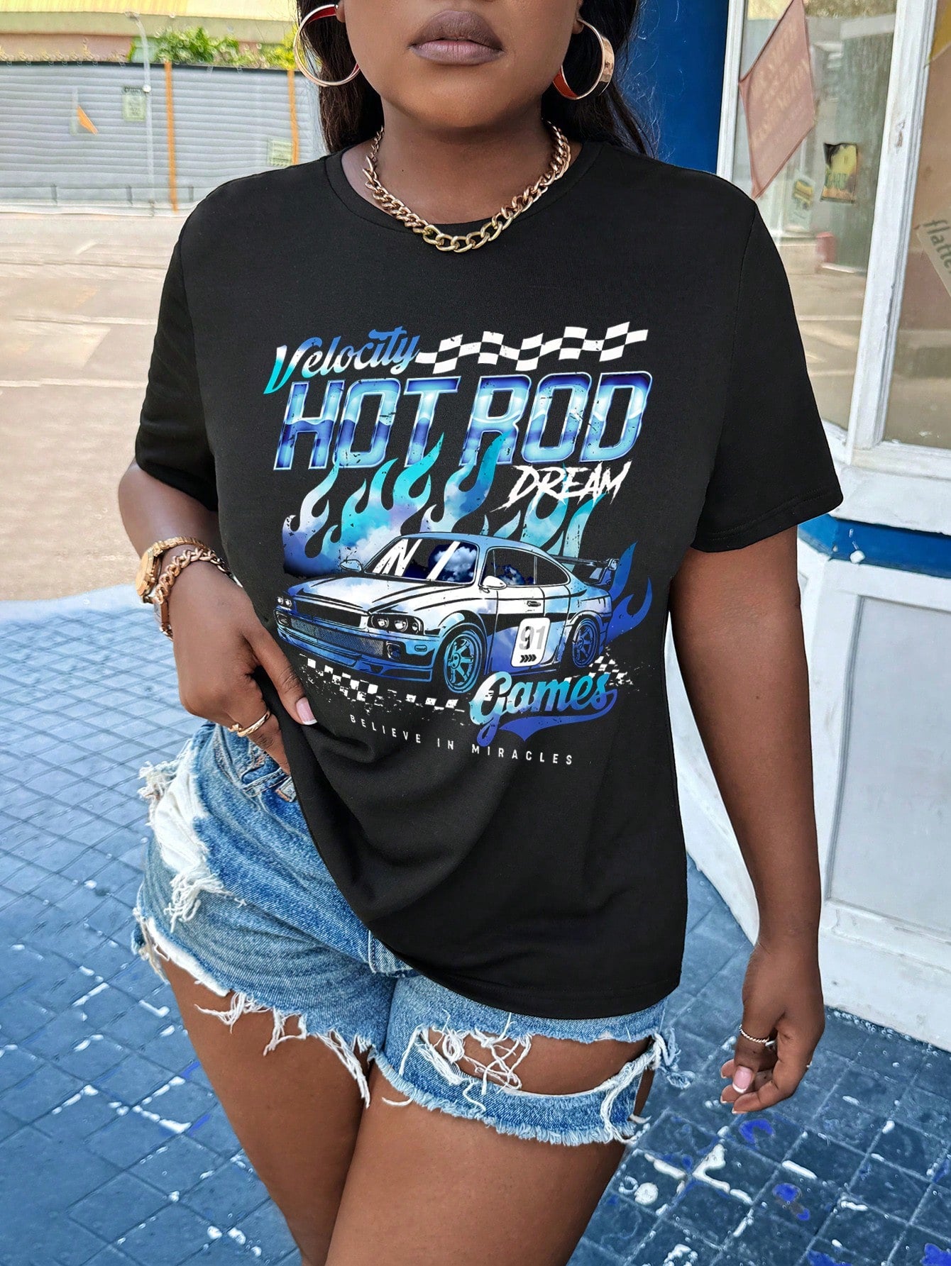 Plus Size Women T-Shirt Simple Vintage Off-Road Pattern Loose Round Neck Short Sleeve Plus Size Tee IFORNIA SUMMER CALIFORNIA Explore 1998 EXPLORE NEW WORLDS Courage EAGLE IS AT YOUR FEET