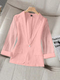 Ladies' Solid Color Simple Daily Suit Jacket