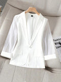 Ladies' Fashionable Summer Long Sleeve Blazer Jacket With Patchwork Design