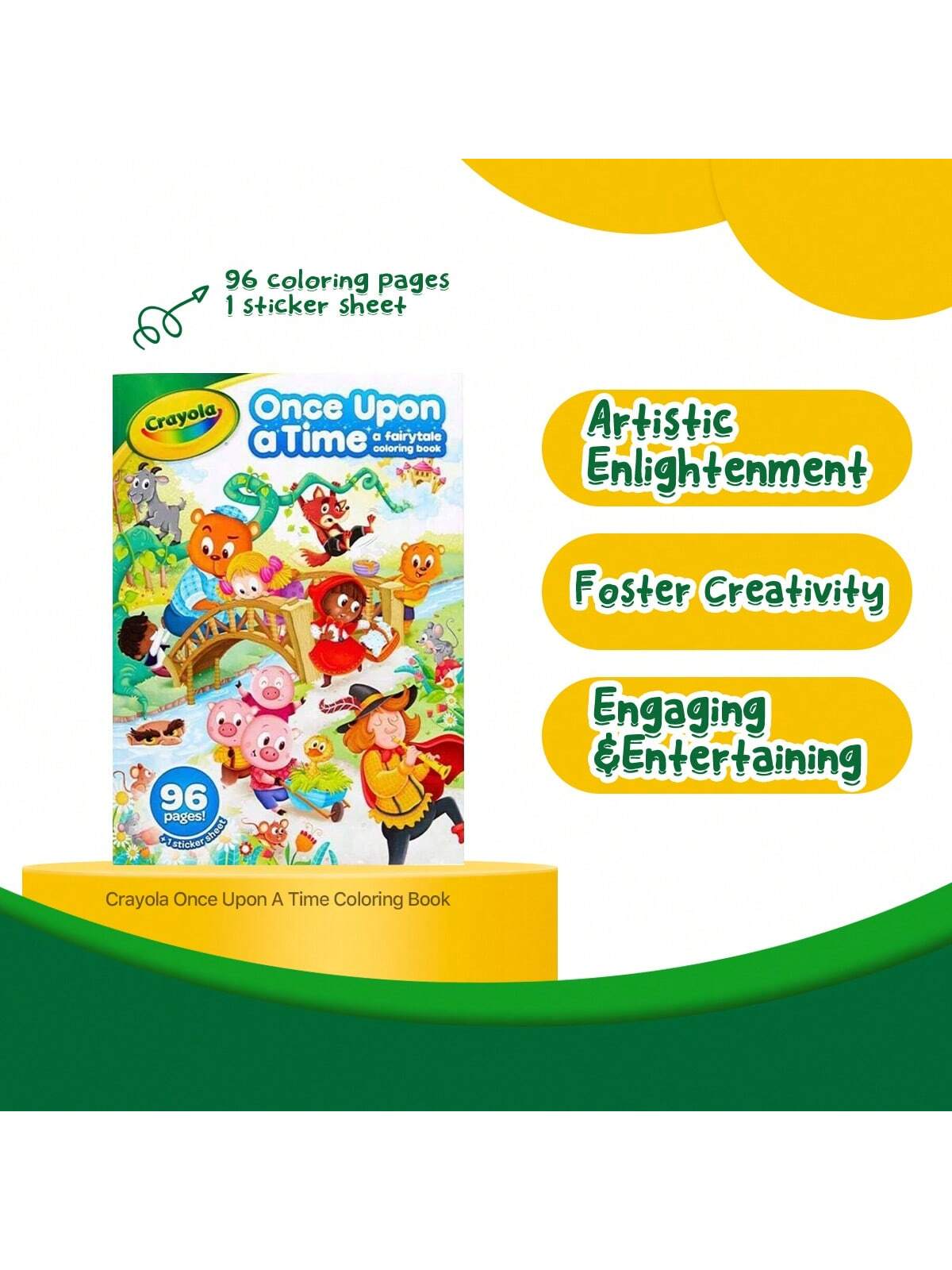 Crayola Once Upon A Time Coloring Book,Nursery Rhymes Coloring Book With Stickers, 96 Coloring Pages, Gift For Kids, Ages 3, 4, 5, 6 (04-1080)