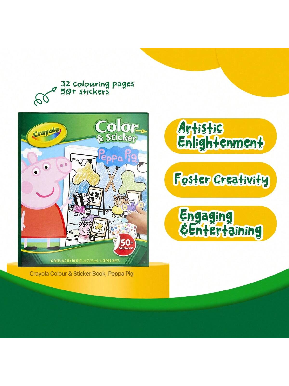 Crayola Peppa Pig Coloring Pages And Stickers, Gift For Kids,Toddler Drawing & Coloring Kit, Peppa Pig Toy, Gift For Kids Ages 3, 4, 5, 6