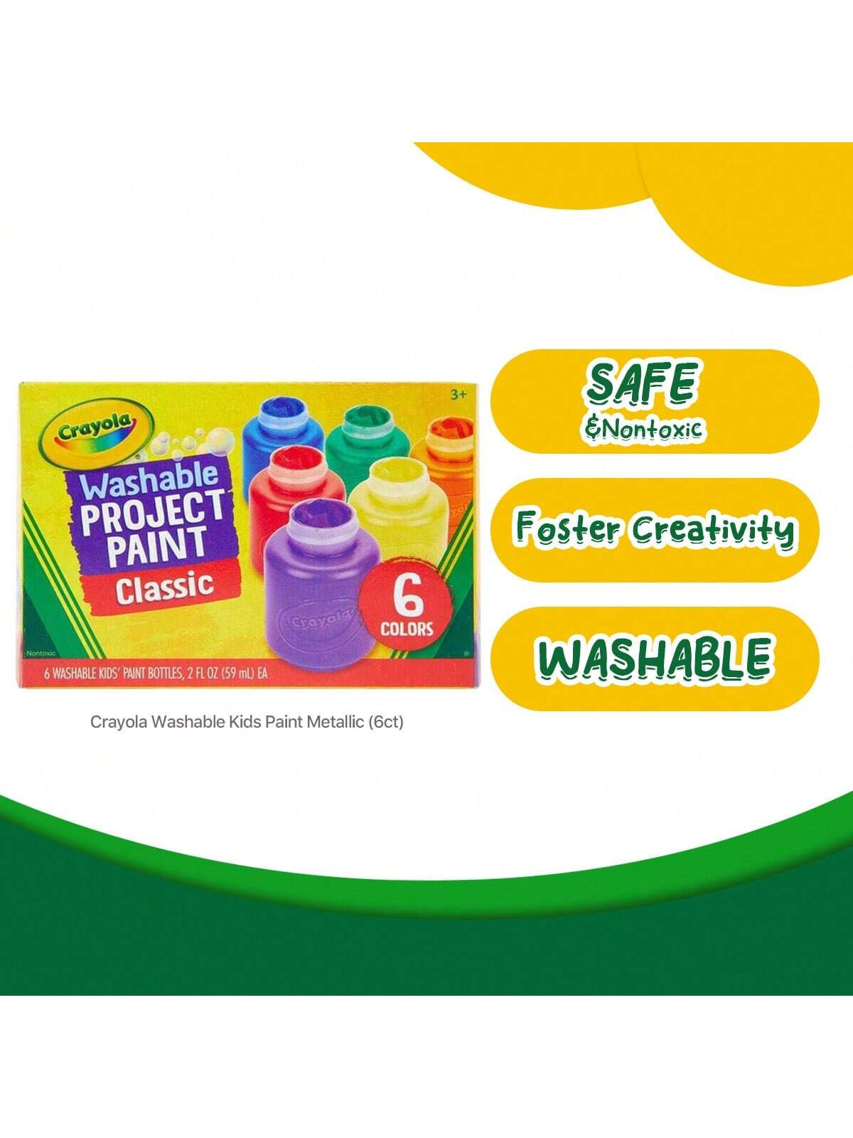 Crayola Washable Kids Paint, 6 Count, Kids At Home Activities, Painting Supplies, Gift, Assorted